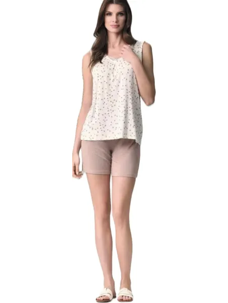 Lormar Pigiama donna in viscosa elasticizzata senza maniche con inserto in pizzo art. ENS652672