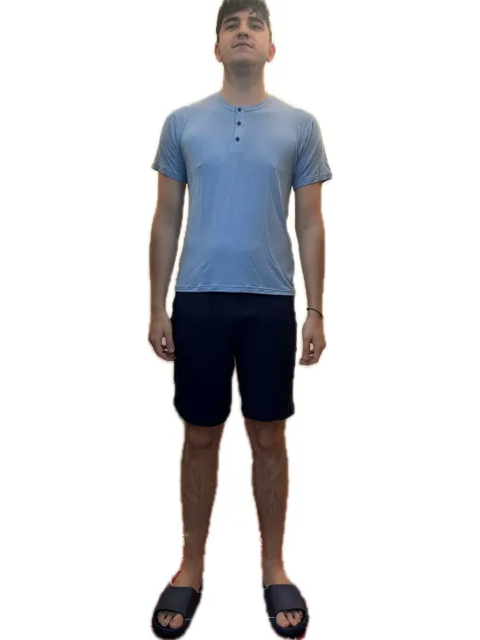 Armata di mare Pigiama in fresco bambù manica corta pantalone corto con tasche art. 2449