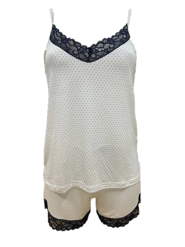Magic dream Pigiama donna in fresco bambù a pois con inserto in pizzo art. 8880