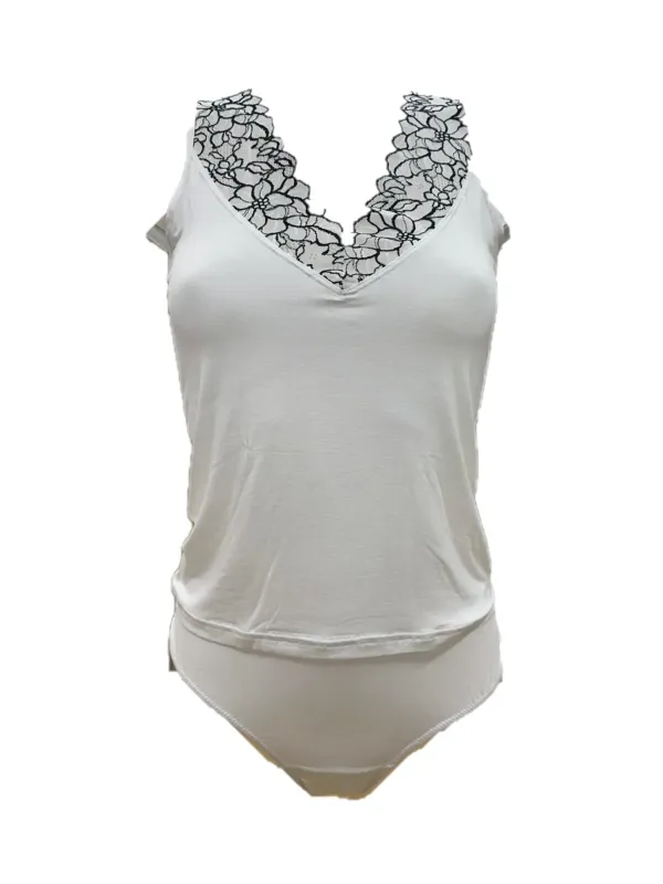 Magic Dream Canotta + slip in fresco bambù con inserto in pizzo art. 8919