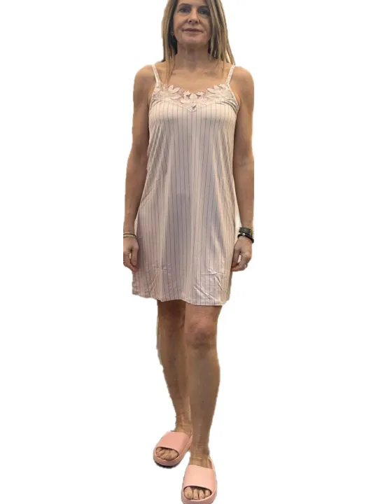 Lormar Camicia da notte in viscosa con inserto in pizzo art. SEN632589