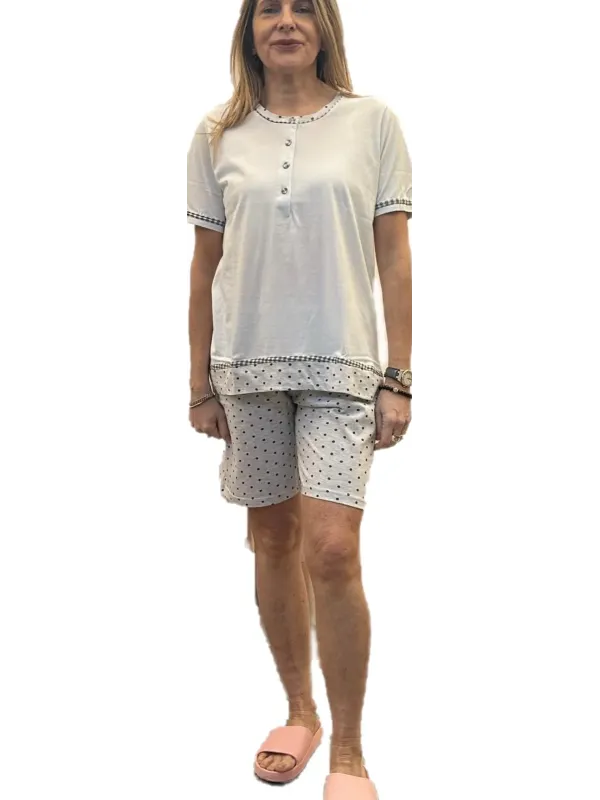 Infiore Pigiama donna in puro cotone pantalone a pois art. ARM652415