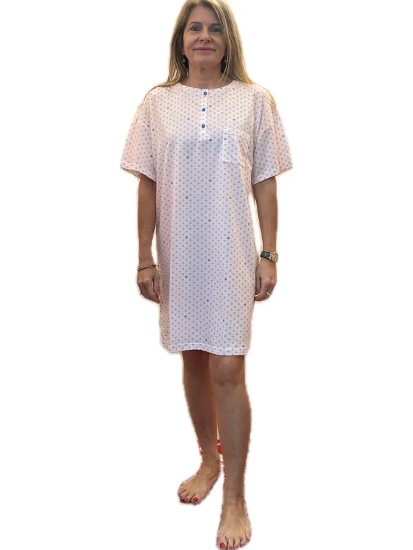 Brilliamo by Linclalor Camicia da notte manica corta in puro cotone stampato art. 475257