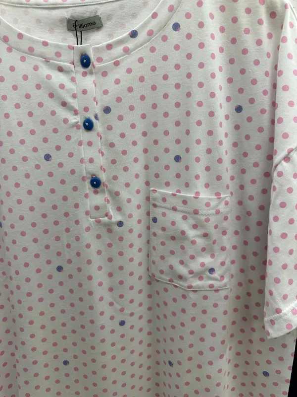 Brilliamo by Linclalor Camicia da notte manica corta in puro cotone stampato art. 475257