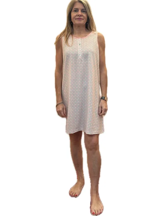 Brilliamo by Linclalor Camicia da notte in puro cotone senza maniche art. 435201