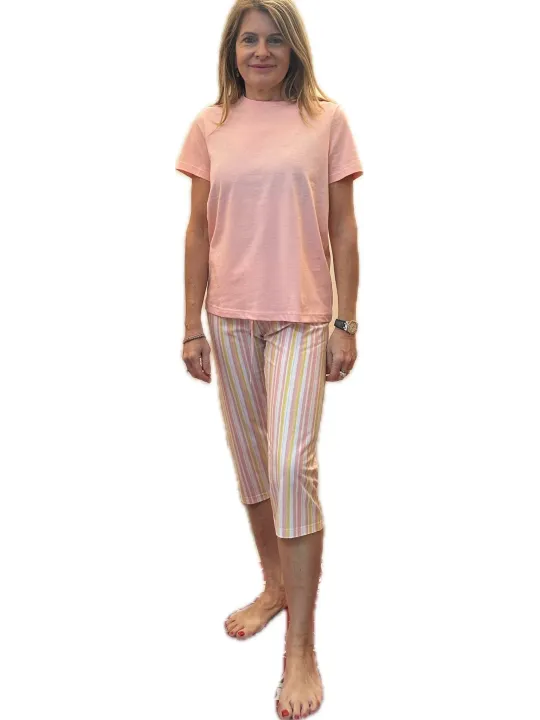 Brilliamo by Linclalor Pigiama in puro cotone manica corta pantalone pinocchietto art. 475206