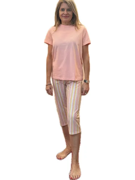 Brilliamo by Linclalor Pigiama in puro cotone manica corta pantalone pinocchietto art. 475206