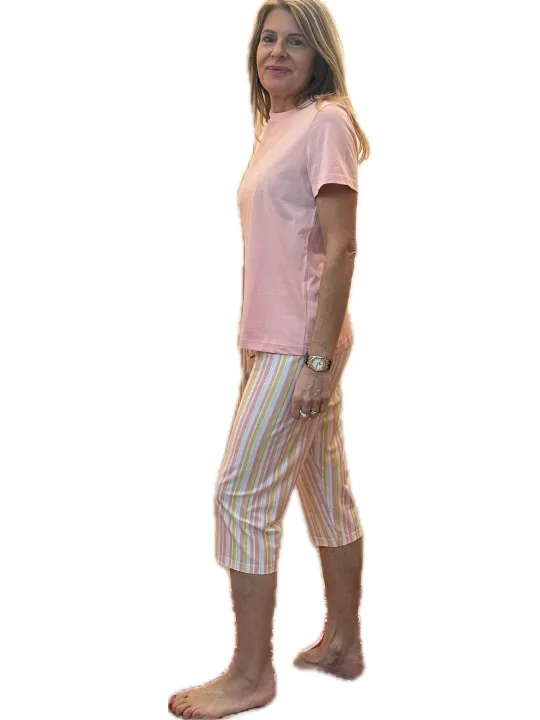 Brilliamo by Linclalor Pigiama in puro cotone manica corta pantalone pinocchietto art. 475206