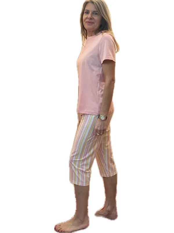 Brilliamo by Linclalor Pigiama in puro cotone manica corta pantalone pinocchietto art. 475206