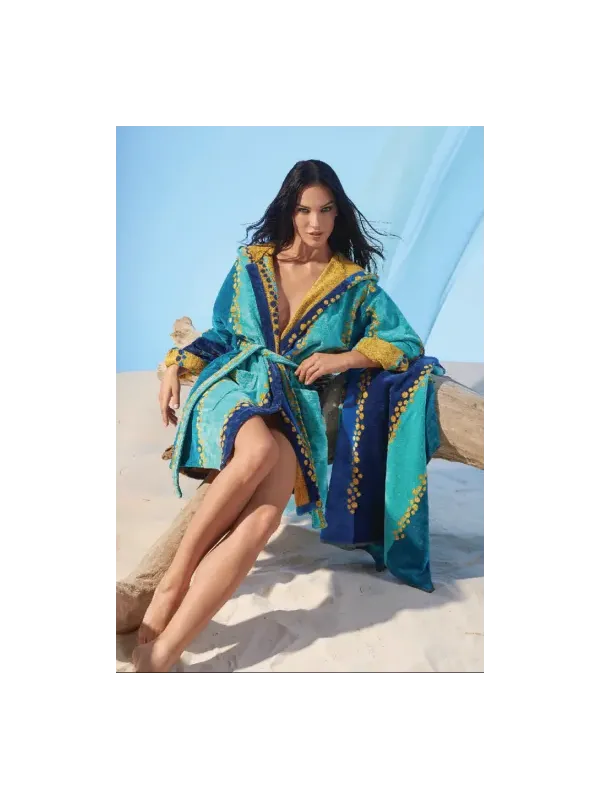 Carrara Accappatoio donna in spugna velur di cotone con cappuccio art. Madagascar