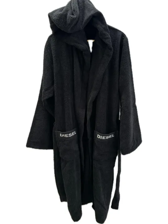 Diesel Accappatoio con cappuccio in spugna di puro cotone con logo art. Logo
