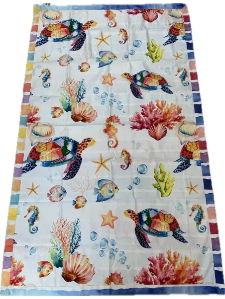 Daunex Telo Mare in Microfibra Compact Dry - Saving Space - con Stampa Double Face art. Tartaruga