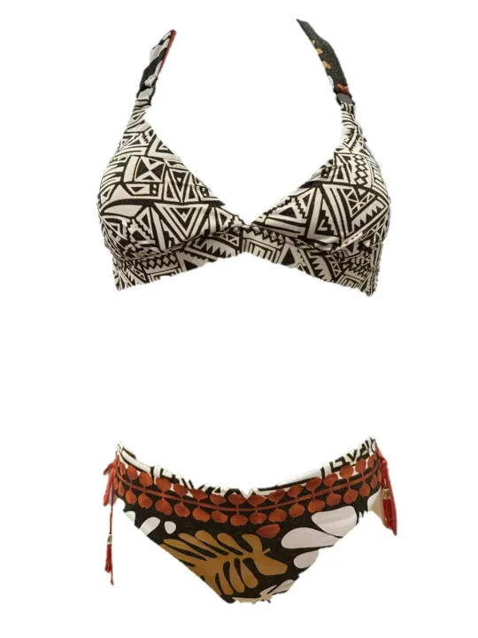 Vacanze Italiane Bikini triangolo vela sfoderabile slip alto regolabile tessuto lurex art. VI25113