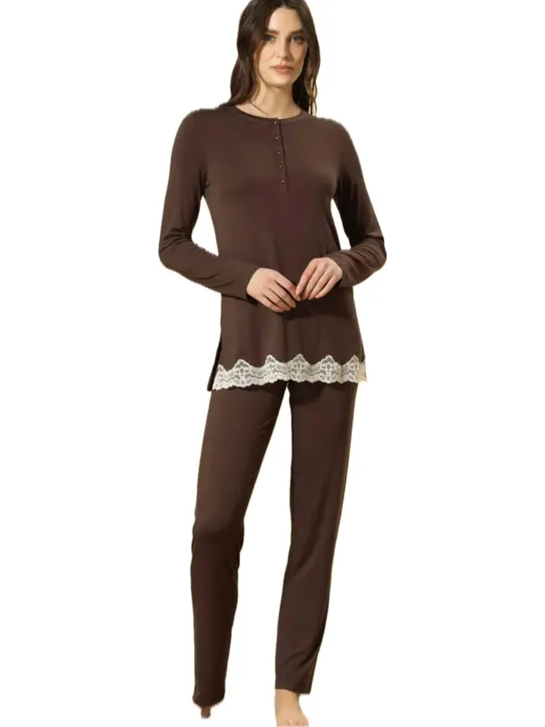 Bisbigli Pigiama donna in moda elasticizzato con pizzo art. bq202637