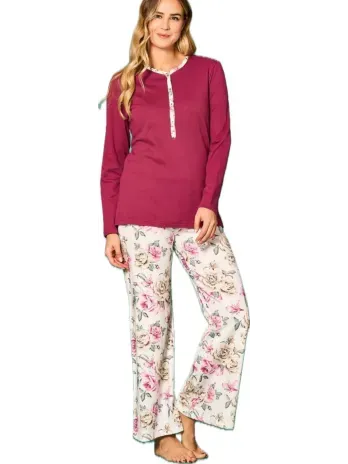 Bisbigli Pigiama donna in caldo cotone pantalone palazzo art. 292251
