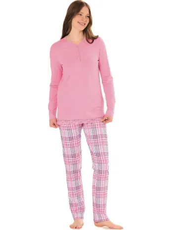 Brilliamo by Linclalor Pigiama Donna in 100% Cotone con Pantalone Scozzese art 475457