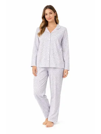 Pigiama Donna Ragno 100% Cotone con Camicia Manica Lunga e Pantalone Lungo