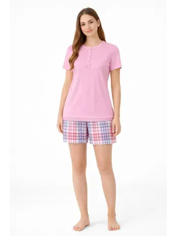 Pigiama Donna Brilliamo by Linclalor 100% Cotone con Pantaloncino scozzese art 475459
