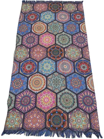 Telo Mare Daunex in Microspugna 100% Cotone - Design Mosaico Mandala con Frange