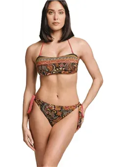 DAVID Bikini a Fascia con Ferretto Stampa Etnica Lurex