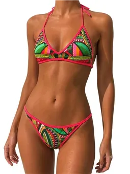 Summer Queen Bikini Triangolo Stampa Etnica Multicolor Made in Italy