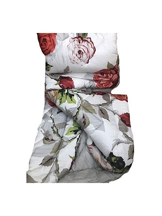 TAG HOUSE Trapunta Matrimoniale in Raso di Puro Cotone di QUALITA' Rose Rosse Made in Italy
