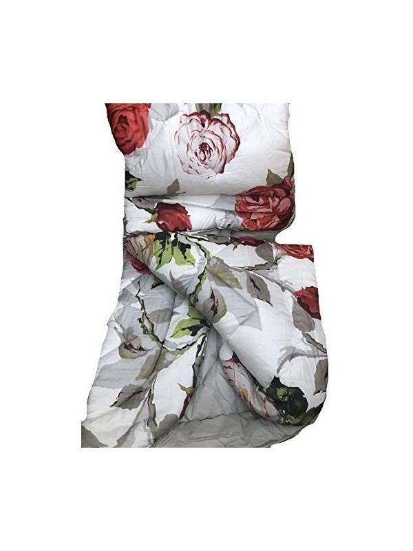 TAG HOUSE Trapunta Matrimoniale in Raso di Puro Cotone di QUALITA' Rose Rosse Made in Italy