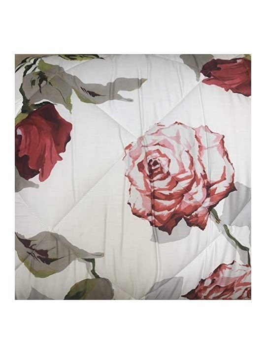 TAG HOUSE Trapunta Matrimoniale in Raso di Puro Cotone di QUALITA' Rose Rosse Made in Italy